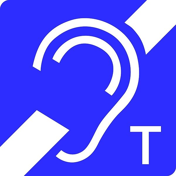 Hörinduktionschleife auf blauem Hintergrund