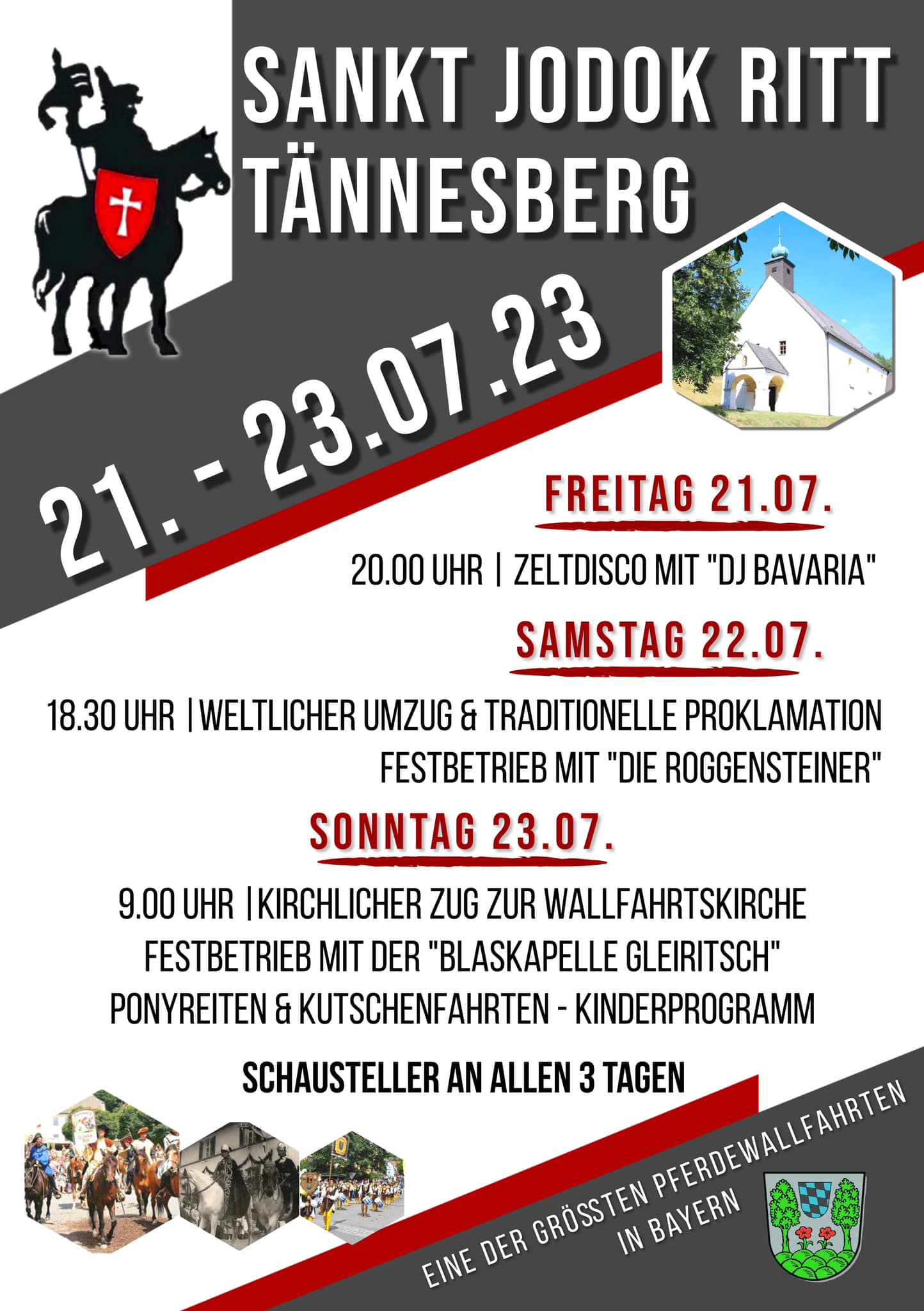Kommendes Wochenende in Tännesberg: Große Pferdewallfahrt St. Jodok-Ritt 