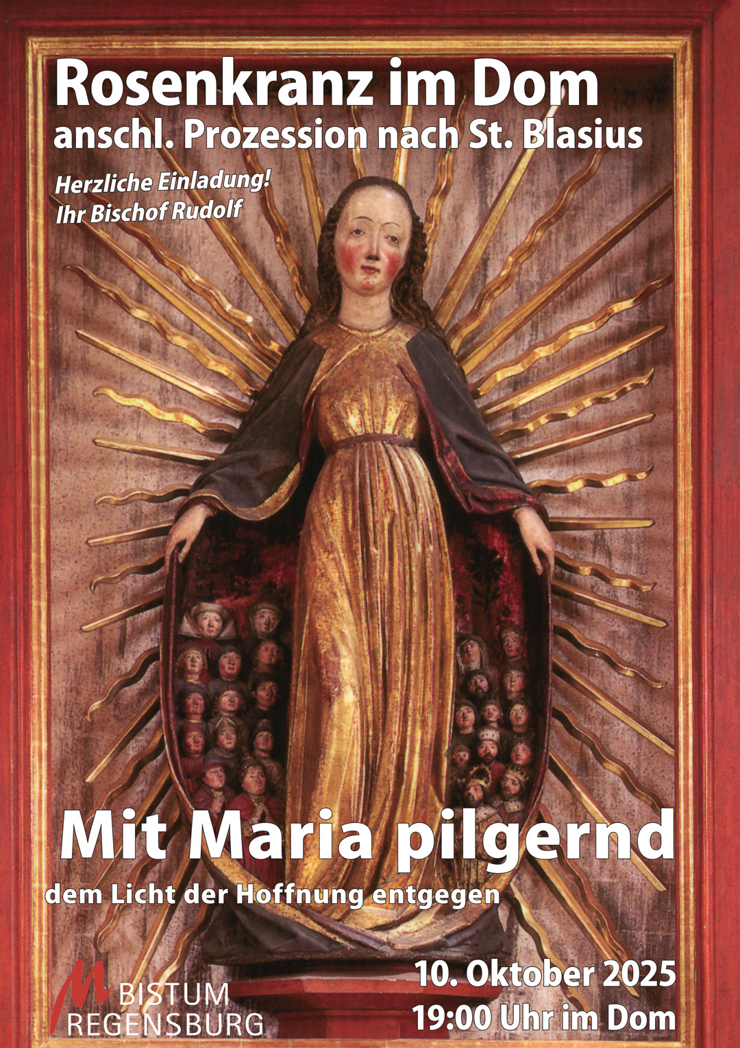 Rosenkranzgebet 2025 | © Bistum Regensburg Plakat mit einer Schutzmantelmadonna