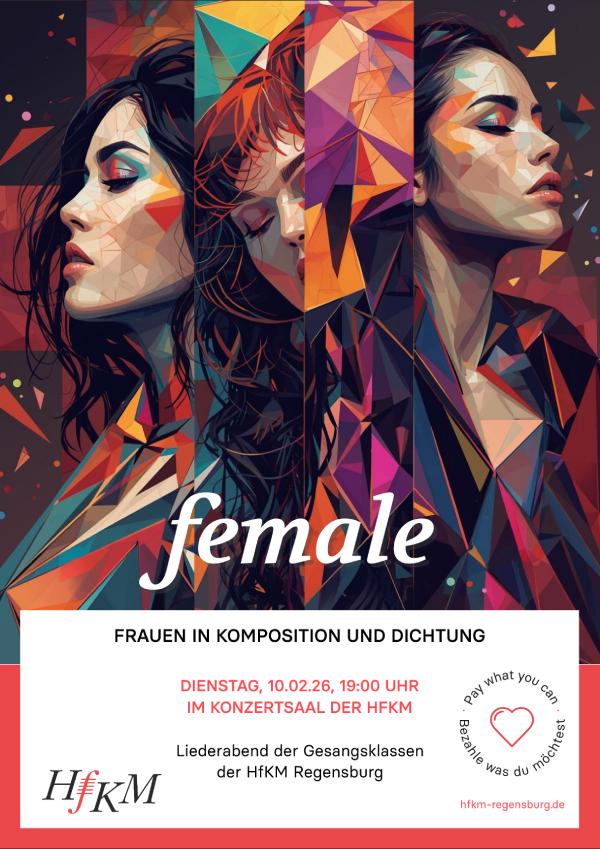 Plakat des Liederabends "female vioces" der HfKM