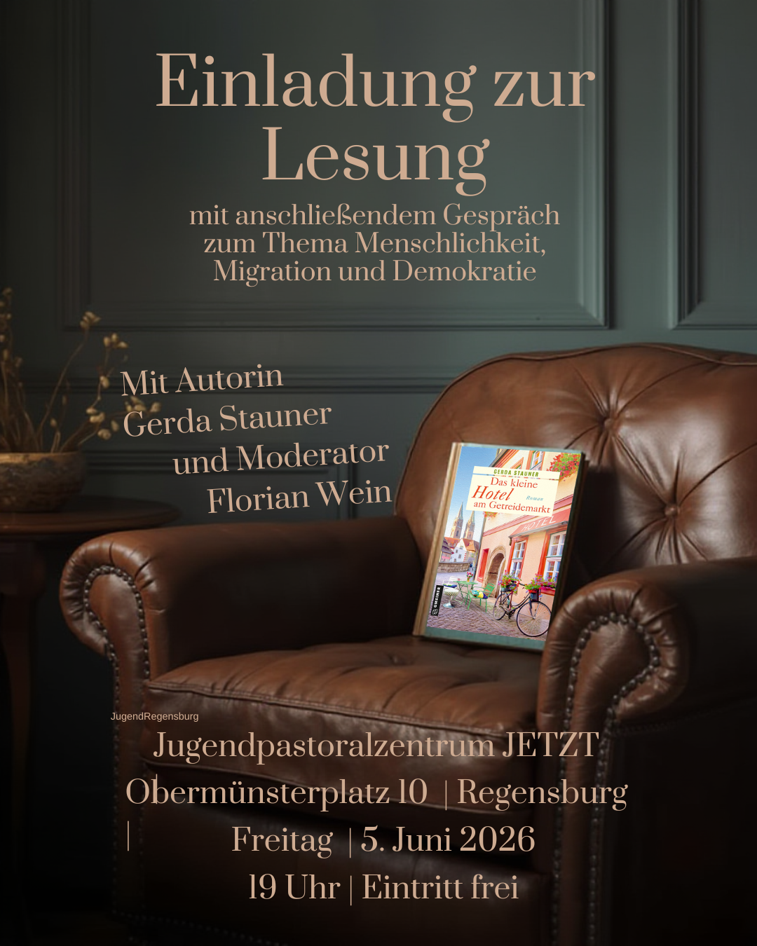 Plakat der Autorenlesung mit Gerda Stauner