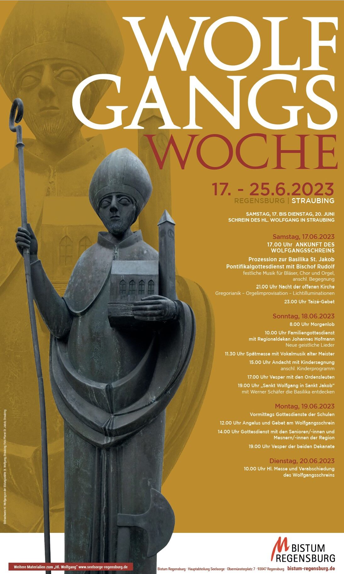 Plakat mit dem Prorgamm der Wolfgangswoche in Straubing
