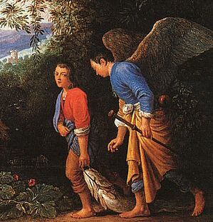 Gemälde: Tobias und Raphael kehren mit dem Fisch heim