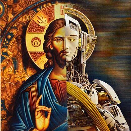 „Jesus-Ikone-Cyborg“ des Künstlers Daniel Frank